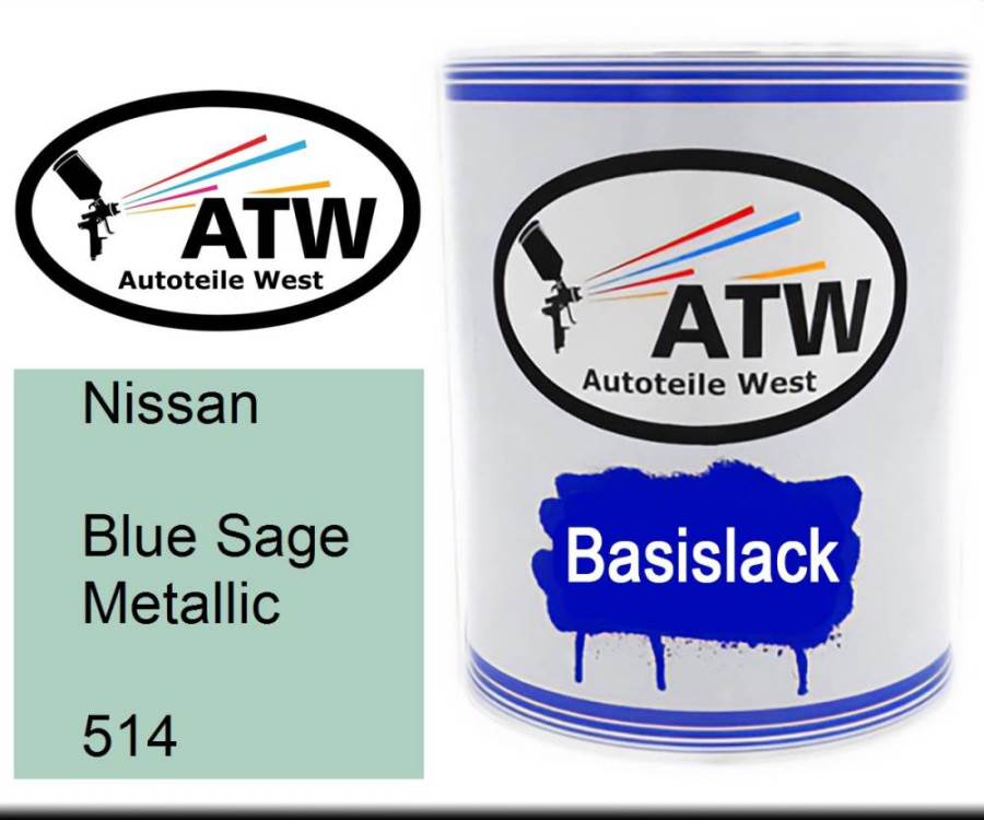 Nissan, Blue Sage Metallic, 514: 1L Lackdose, von ATW Autoteile West.